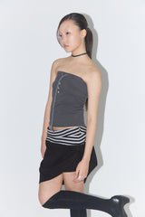 Color Blocking 2way Skirt - Stripe&Black