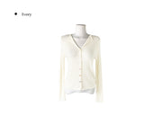 Heo See-through Ribbed Button Slim Cardigan