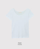 ベーシック ムード スリム Uネック Tシャツ (6color)