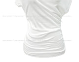 ドレープ シャーリング アンバランス オフショルダー Tシャツ