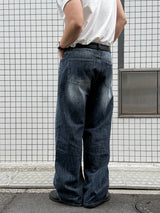 Damage straight denim pants
