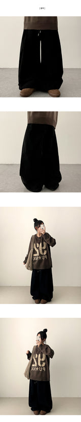 Rogle washed-out banding side pin tuck cotton wide pants