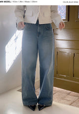 Daily Washing Cotton100 Wide Denim Pants
