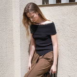 (T-7060)STRAP OFF SHOULDER KNIT