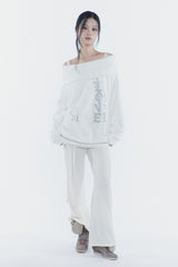 スペルオフショルダースウェットシャツ white