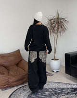 Denid Leopard Double Pocket Pants
