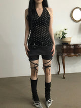Dot Ribbon Halterneck Sleeveless