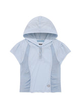 COLOR MIX SLIM FIT SHORT SLEEVE HOODIE [SKY]