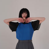 mellow pleats bicolor tops
