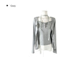 [Muffler set] Renu Cardigan Shirring Button Sleeveless Set