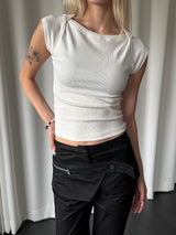 ボートネック スリム リブ Tシャツ(5color)