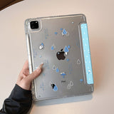 Blue Rain Dot Pattern Y-Fold iPad Case