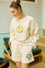 Tennis Ball Soft Cream Sweat Shorts [For women]