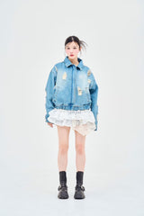 damage denim jacket