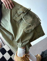 Riboni Crinkled Nylon Cargo Bermuda Shorts 3color