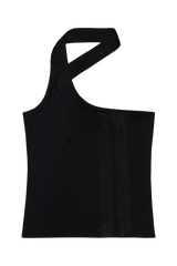 ONE-SHOULDER MUFFLER LACE TOP (BLACK)