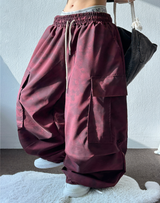 MARBLE WASHING TWO PINTUCK CARGO PANTS ❤🖤🩶🤍3COLOR