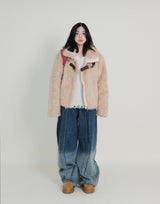Rachel Two-Belt Detail Short Length Fur Jacket (Lining Quilted)