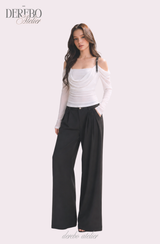 Tul off-shoulder frill long-sleeve tee 
