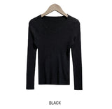[U-BASIC] ユキVネックスリムリブ長袖ニット