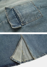 Back Slit Cargo Denim Long Skirt