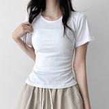 スリムフィット🌟スパンデックス ベーシック プレーン ショートスリーブ Tシャツ(8 colors)