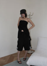 TRACK EYELET BERMUDA PANTS (3color)