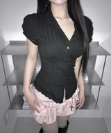 lace puff blouse (2colors)