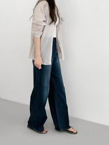 Summer Deep Blue Long Denim Pants