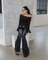 Rose dark blue low bootcut jeans