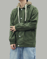 Corduroy layered hoodie jacket (Khaki)