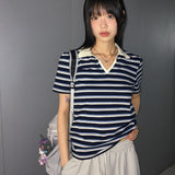 Mophol ウェスタンストライプPKカラー半袖Tシャツ