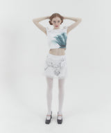 X-ray Rose Puff Cap Sleeve White