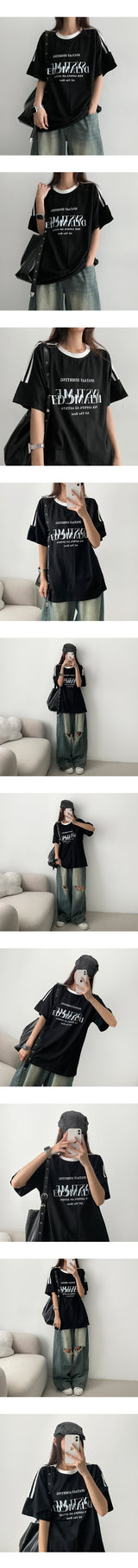 Durang トラックライン半袖Tシャツ