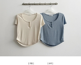 Deemo span button short sleeve tee