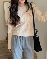 Winter Round Crop Twist Knit (6color)