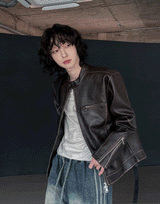 Bleed Washed Leather Biker Jacket