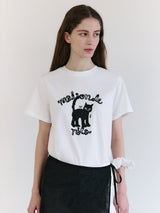 メゾンローラキャットフレンズTシャツ ホワイト
