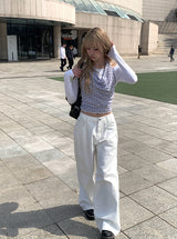 Puol テンション スリム オフショルダー Tシャツ