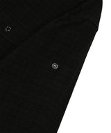 Texture Crop Roll-Up Check Short Sleeve Shirt - Black