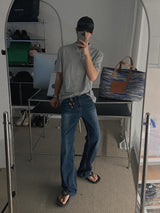 ASCLO Coolever Crease Semi Wide Denim Pants (3color)
