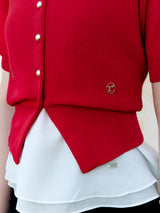 VOLUME SLEEVE HALF CARDIGAN RED
