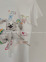 パピーリボンキッチンクロップドショートスリーブTシャツ