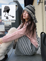 ハンドメイドストライプニットハット