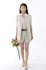 COLLARED SLEEVELESS JACKET_SAND BEIGE
