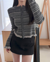 Vulvun frill striped cardigan