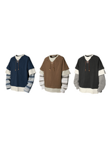 RELABEL Spatial Relations (Parallel Lines) Four-Colour Striped Patchwork Knotted Beaded Faux Three-Piece Long-Sleeved T-Shirt