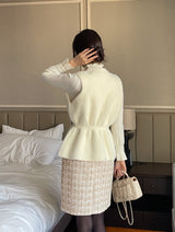 25FW★ Shumed Pearl Tweed H-Line Mini Skirt