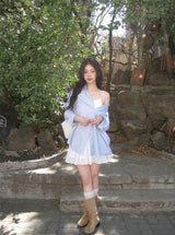 #Daily Overfit Stripe Shirt + Tie Set (2color)