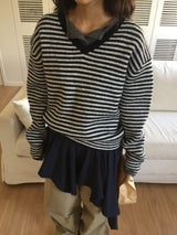 [MD Pick] カレンストライプⅤネックニット (3color)